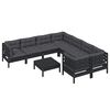 vidaXL Muebles de jard&iacute;n 9 pzas y cojines negro madera de pino