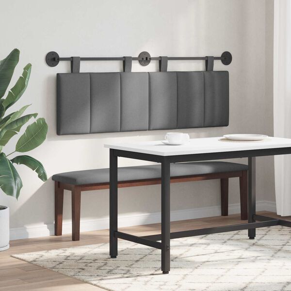 vidaXL Cabecera Colgante Rayado Gris oscuro 150 x 55 x 5 cm tela