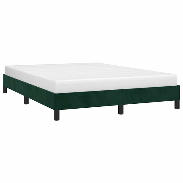 vidaXL Estructura cama sin colch&oacute;n terciopelo verde oscuro 140x190 cm