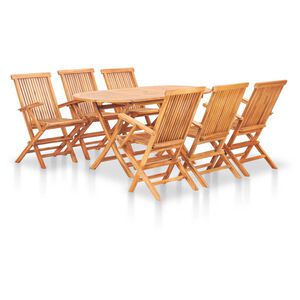 vidaXL Set comedor de jardín plegable 7 piezas madera maciza de teca