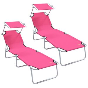 vidaXL Tumbona 2 uds. Poli&eacute;ster Rosa