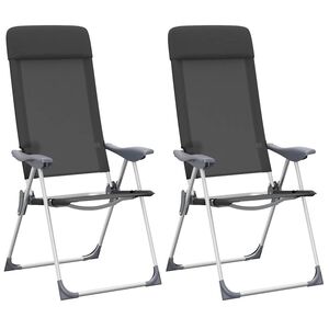 vidaXL Sillas de camping plegables de aluminio 2 unidades negro