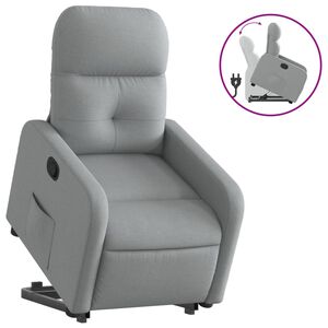 vidaXL Sill&oacute;n reclinable elevable de tela gris claro