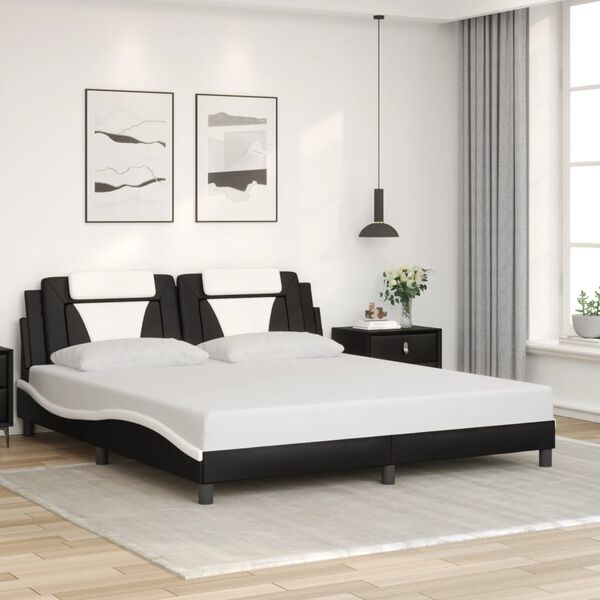 vidaXL Estructura de cama Viana con LED sin colch&oacute;n sin colch&oacute;n negro blanco 180x200 cm