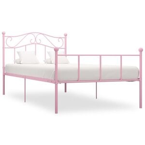 vidaXL Estructura de cama sin colch&oacute;n metal rosa 90x200 cm