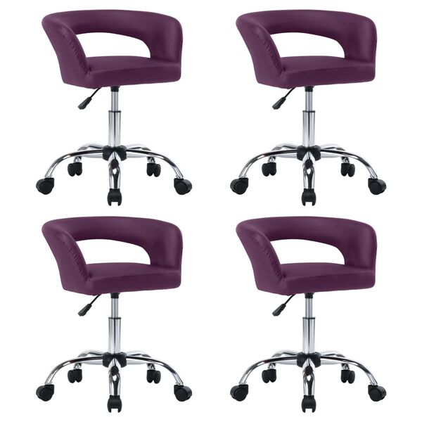 vidaXL Sillas de comedor 4 unidades cuero sint&eacute;tico morado