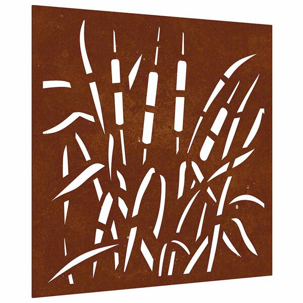 vidaXL Adorno de pared de jard&iacute;n acero corten dise&ntilde;o hierba 55x55 cm