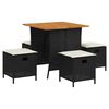 vidaXL Set de muebles jard&iacute;n 5 pzas con cojines rat&aacute;n sint&eacute;tico negro