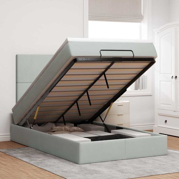 vidaXL Estructura de cama otomana colchones terciopelo gris claro