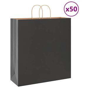 vidaXL Bolsas de papel con asas 50 uds negra 45x17x48 cm