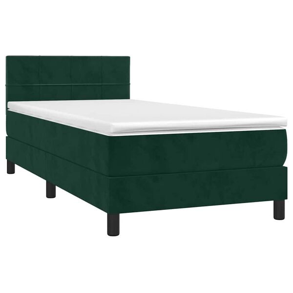 vidaXL Cama box spring con colch&oacute;n terciopelo verde oscuro 100x200 cm
