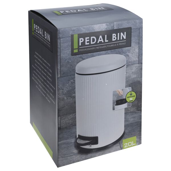 Excellent Houseware Cubo de basura pedal cierre suave 20 l blanco mate