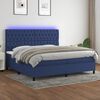 vidaXL Cama box spring colch&oacute;n y luces LED tela azul 200x200 cm