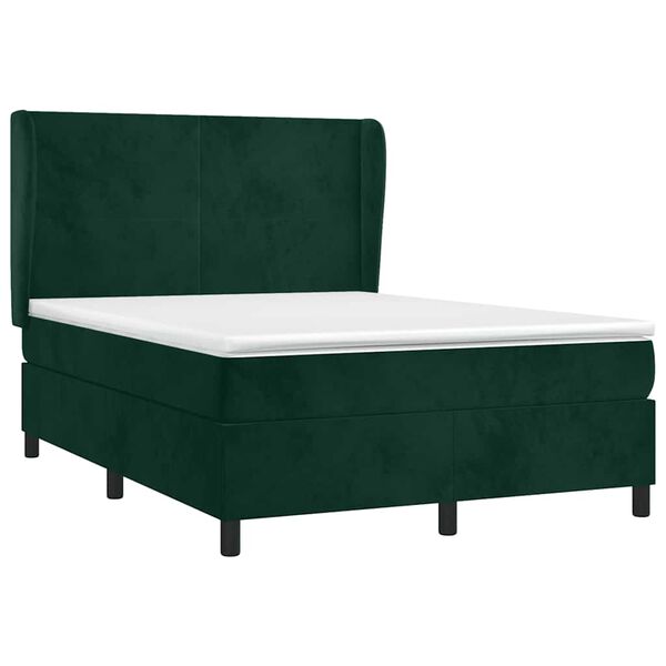 vidaXL Cama box spring con colch&oacute;n terciopelo verde oscuro 140x200 cm