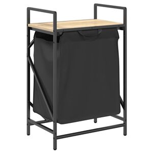 vidaXL Cesto de ropa de 1 compartimento con estante, color roble Sonoma