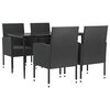 vidaXL Juego de comedor de jard&iacute;n 5 pzas rat&aacute;n sint&eacute;tico y acero negro
