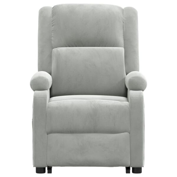 vidaXL Sillón de masaje elevable terciopelo gris claro