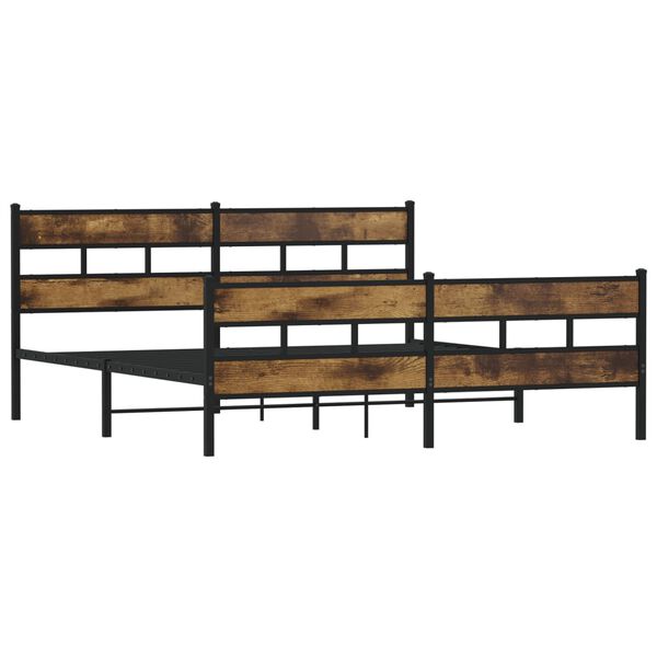 vidaXL Estructura de cama sin colchón metal roble ahumado 193x203 cm