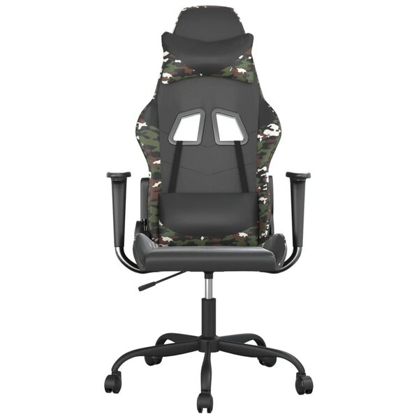 vidaXL Silla gaming de masaje cuero sint&eacute;tico negro y camuflaje