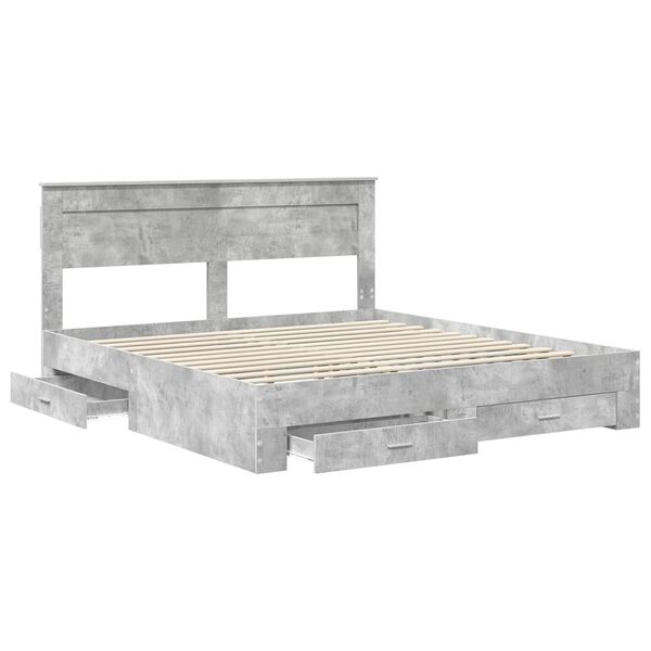 vidaXL Estructura de cama con cabecera Gris Concreto 200 x 200 cm