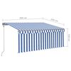 vidaXL Toldo autom&aacute;tico persiana LED sensor viento azul blanco 3x2,5m