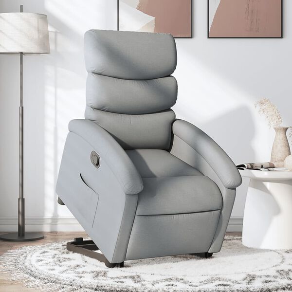 vidaXL Sill&oacute;n reclinable elevable de tela gris claro