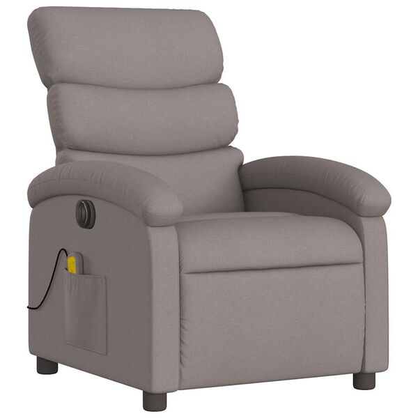 vidaXL Sill&oacute;n reclinable de masaje el&eacute;ctrico tela gris taupe