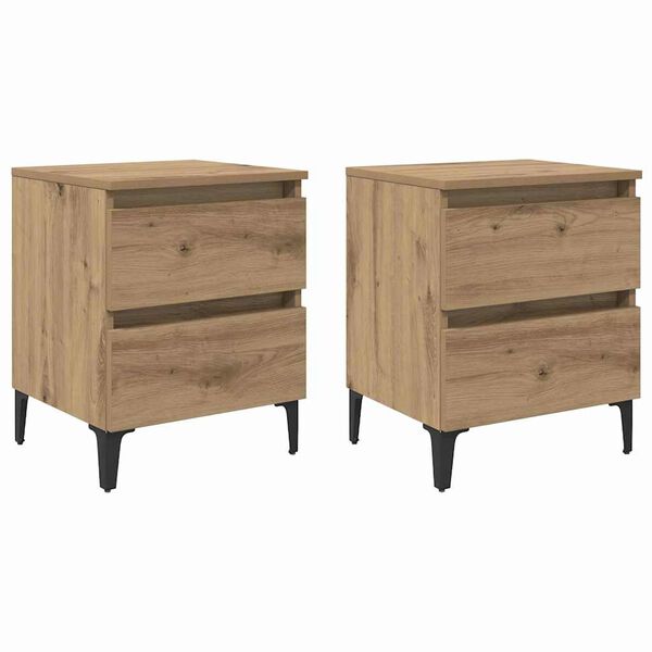 vidaXL Armario de Noche 2 pcs Roble artisan 40 x 35 x 50 cm