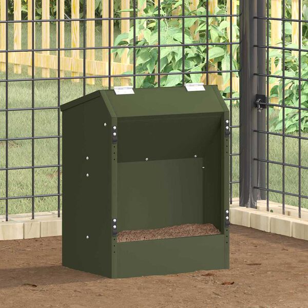 vidaXL Comedero para Conejos Verde Oliva 64.5 x 25.5 x 45.5 cm