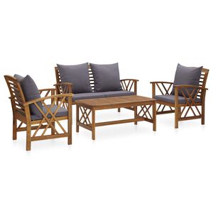 vidaXL Muebles de jard&iacute;n 4 piezas con cojines madera maciza de acacia