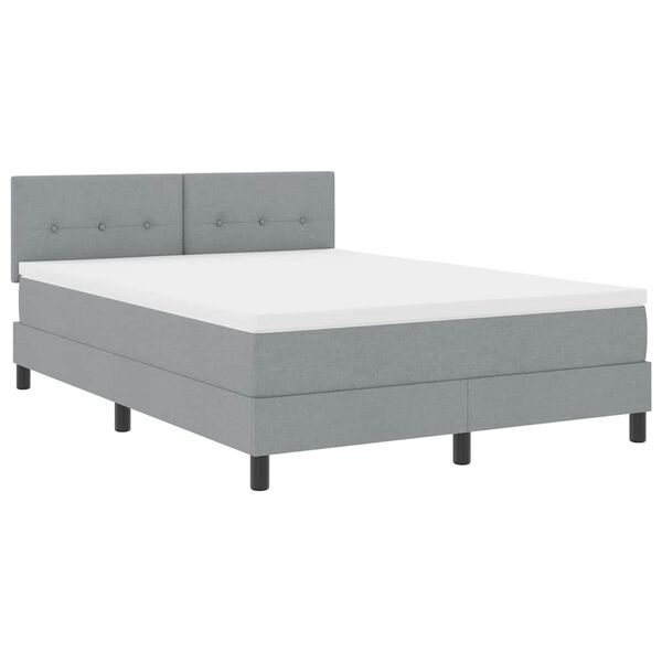 vidaXL Cama tipo Box Spring con colch&oacute;n Gris claro 140 x 190 cm tela