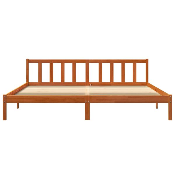 vidaXL Cama sin colchón madera maciza de pino marrón cera 200x200 cm