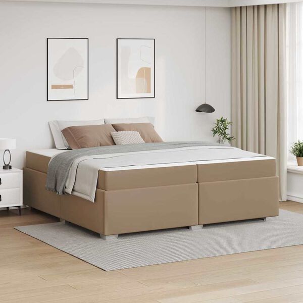 vidaXL Estructura de cama con colch&oacute;n Capuchino 200 x 200 cm tela