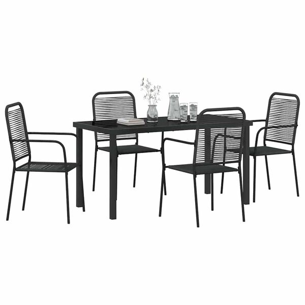 vidaXL Conjunto de Comedor de Jard&iacute;n 5 pcs Negro