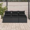 vidaXL Conjunto de sofás de jardín 3 pcs Negro ratán sintético