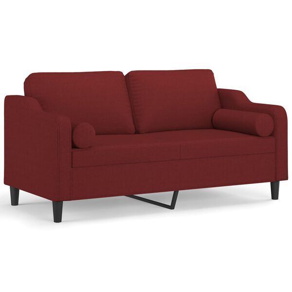 vidaXL Sof&aacute; de 2 plazas con almohadas y cojines tela rojo tinto 140 cm