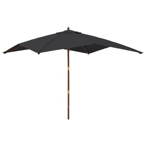 vidaXL Sombrilla de jard&iacute;n con poste de madera negro 300x300x273 cm