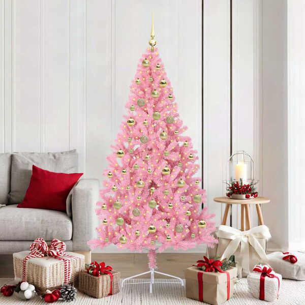 vidaXL &Aacute;rbol de Navidad Artificial Preiluminado Rosa 180 cm PVC