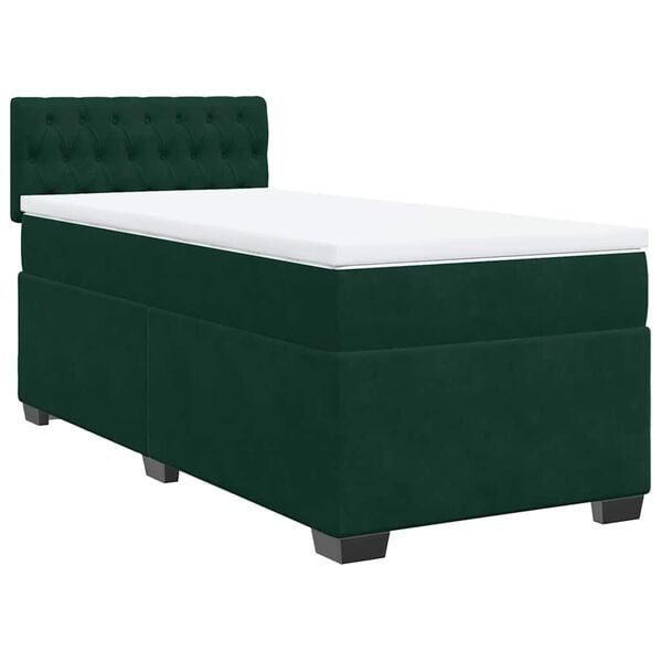 vidaXL Cama box spring con colch&oacute;n terciopelo verde oscuro 100x200 cm