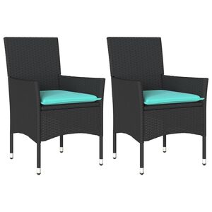 vidaXL Sillones de jard&iacute;n con cojines 2 uds rat&aacute;n sint&eacute;tico negro