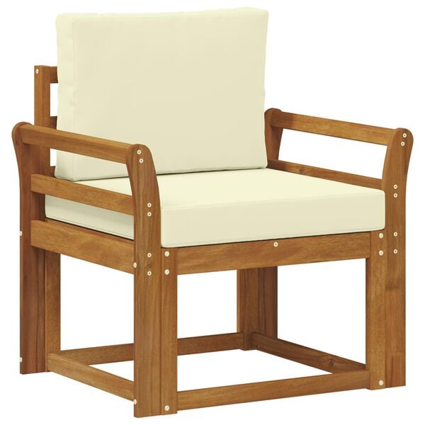 vidaXL Sof&aacute; de exterior Madera de Acacia S&oacute;lida y Poli&eacute;ster Natural