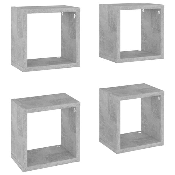 vidaXL Estantes cubo de pared 4 unidades gris hormig&oacute;n 22x15x22 cm
