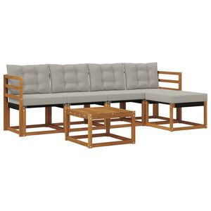 vidaXL Conjunto de sof&aacute;s de exterior 6 pcs Gris Natural y Claro