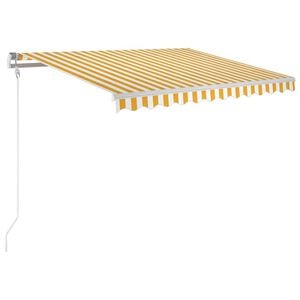 vidaXL Toldo autom&aacute;tico LED sensor de viento amarillo blanco 300x250cm