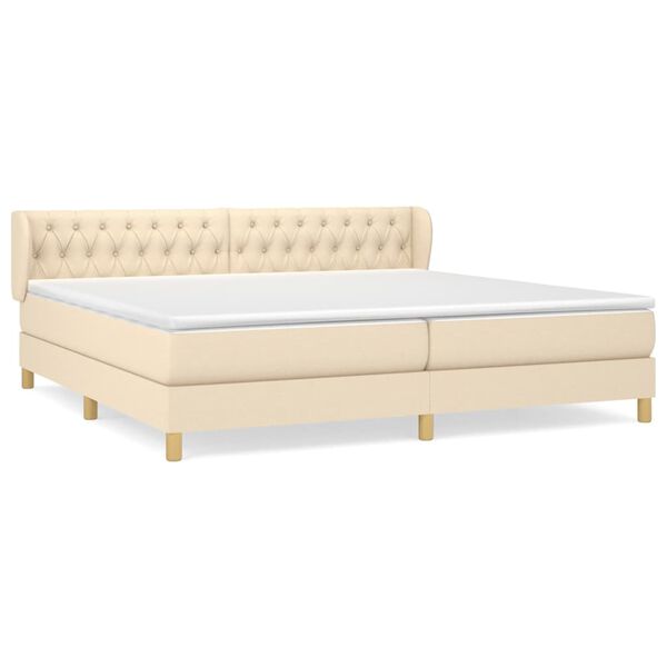 vidaXL Cama box spring con colch&oacute;n tela color crema 200x200 cm