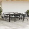vidaXL Set de comedor jard&iacute;n 9 piezas cojines rat&aacute;n polivin&iacute;lico negro