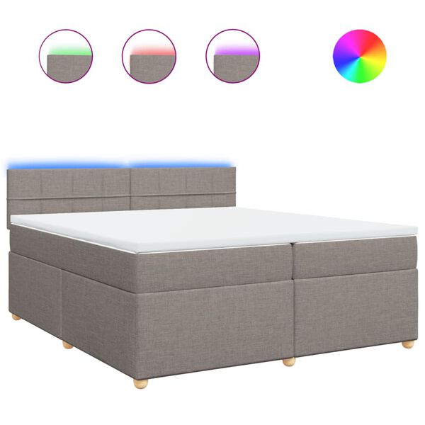 vidaXL Cama box spring con colch&oacute;n tela gris taupe 200x200 cm