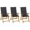 vidaXL Sillas de jard&iacute;n plegables 3 uds y cojines madera maciza acacia