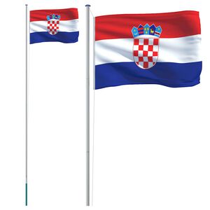 vidaXL M&aacute;stil y bandera de Croacia aluminio 6,08 m