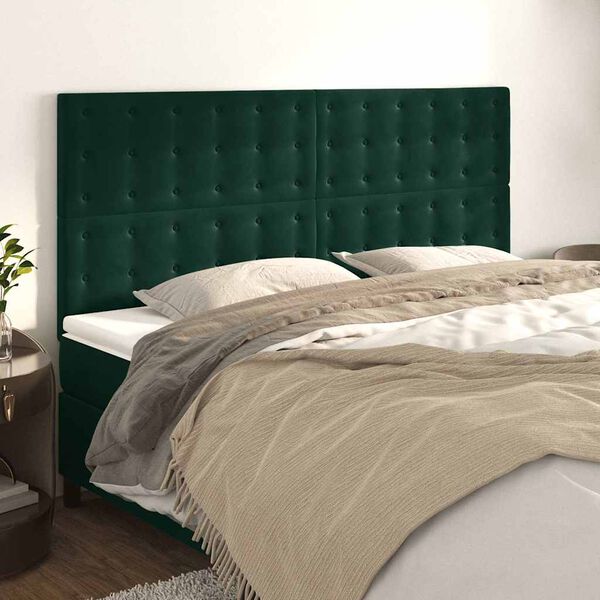 vidaXL Cabecero Terciopelo Verde Oscuro 180x5x118/128 cm